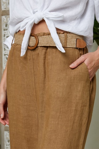 Wijde Broek Hoge Taille - Camel - 100% linnen - Camel