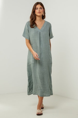 100% Linnen Jurk - Kaki - Kaki