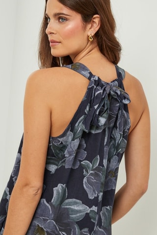 Mouwloze 100% Linnen Jumpsuit - Marineblauw - Marineblauw