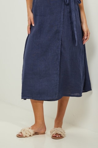 100% Linnen Rok - Marineblauw - Marineblauw