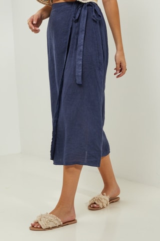 100% Linnen Rok - Marineblauw - Marineblauw