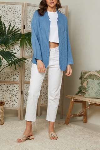 Linnen Jasje - Indigo