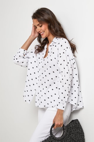 Blouse - Wit - Wit en zwart