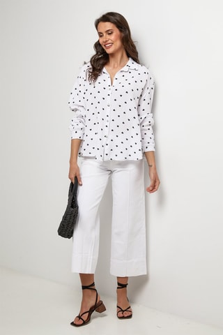 Blouse - Wit - Wit en zwart