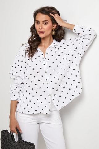 Blouse - Wit - Wit en zwart