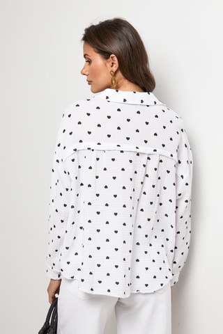 Blouse - Wit - Wit en zwart