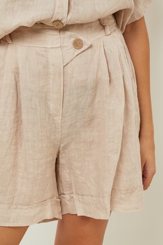 100% Linnen Short - Beige - Beige