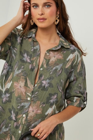 100% Linnen Jurk - Kaki - Kaki