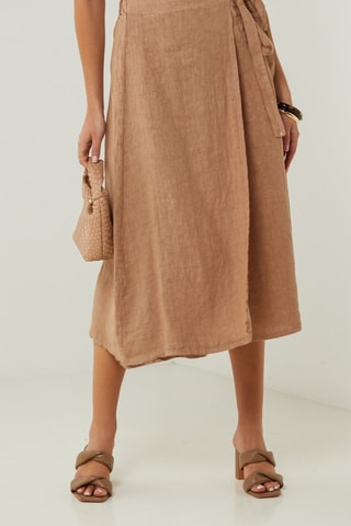 100% Linnen Rok - Camel - Camel