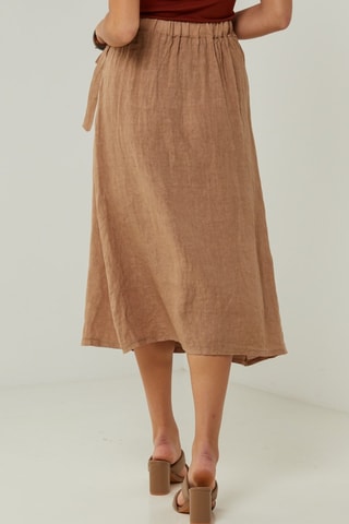 100% Linnen Rok - Camel - Camel