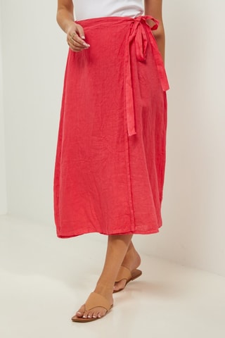 100% Linnen Rok - Koraalrood - Koraalrood