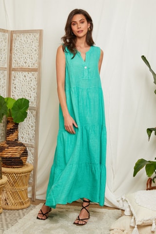 Linnen Jurk Groen - Groen