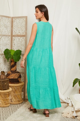 Linnen Jurk Groen - Groen