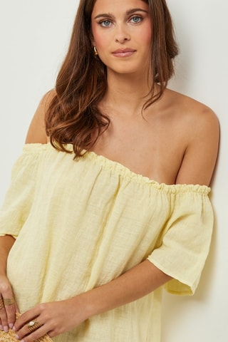 100% Linnen Jurk - Geel - Geel