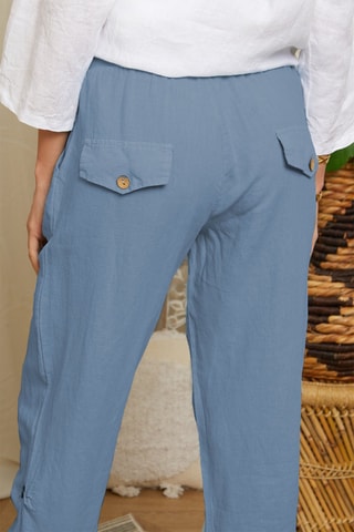 Casual Broek - Blauw - 100% linnen - Blauw