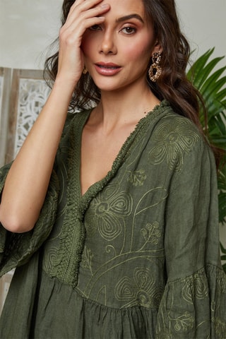 Linnen Skaterjurk - Kaki - Kaki