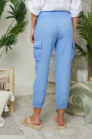 Cargobroek - Blauw - 100% linnen - Indigo