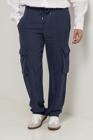 Linnen Cargobroek - Marineblauw - 100% linnen - Marineblauw