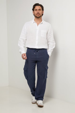 Linnen Cargobroek - Marineblauw - 100% linnen - Marineblauw