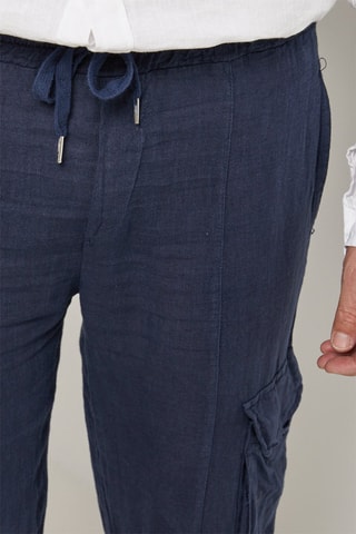 Linnen Cargobroek - Marineblauw - 100% linnen - Marineblauw