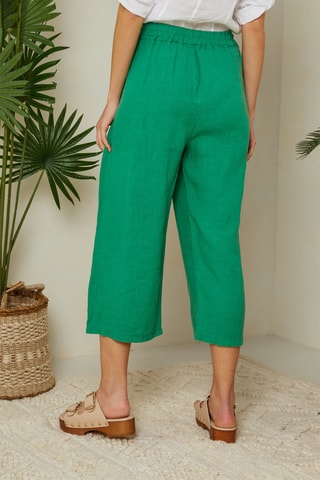 Linnen Driekwart Broek Groen - Groen