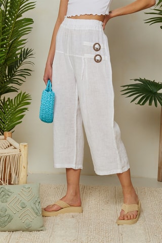 Linnen Driekwart Broek Wit - Wit
