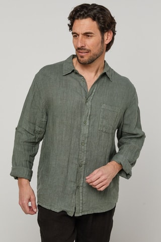 100% Linnen Overhemd - Kaki - Kaki