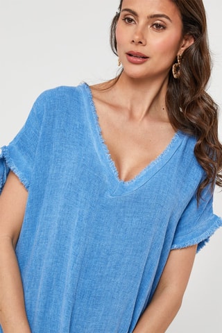 Lange Linnen Jurk - Blauw - Blauw