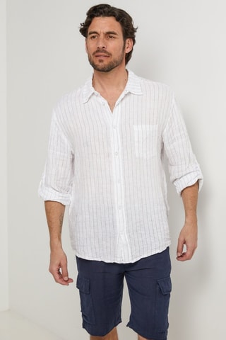 100% Linnen Overhemd - Wit - Wit