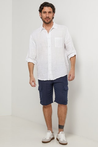 100% Linnen Overhemd - Wit - Wit