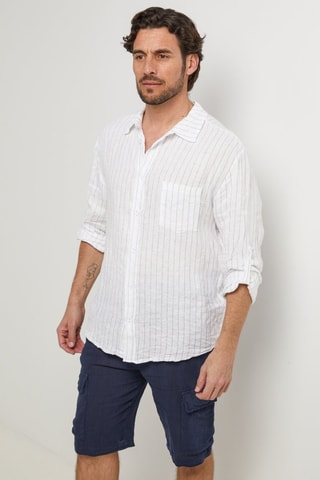 100% Linnen Overhemd - Wit - Wit