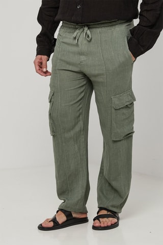 Linnen Cargobroek - Kaki - 100% linnen - Kaki