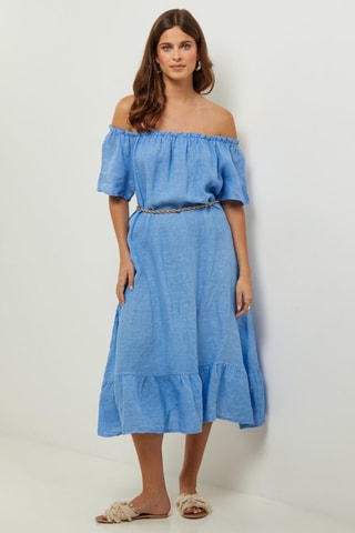 100% Linnen Jurk - Indigoblauw - Indigo