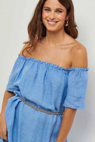 100% Linnen Jurk - Indigoblauw - Indigo