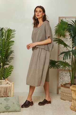 Linnen Jurk Taupe - Taupe