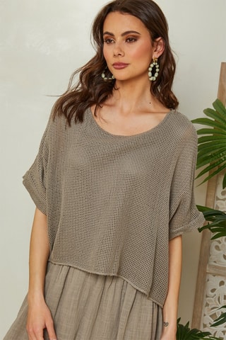 Linnen Jurk Taupe - Taupe