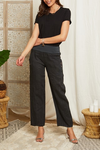 Linnen Broek Wide Legs - Antraciet