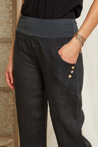 Linnen Broek Wide Legs - Antraciet