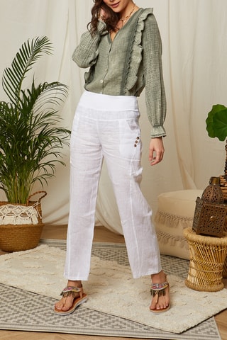 Linnen Broek Wide Legs - Wit