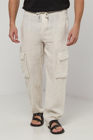 Linnen Cargobroek - Beige - 100% linnen - Beige