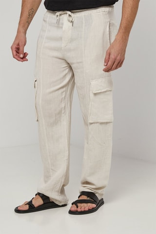 Linnen Cargobroek - Beige - 100% linnen - Beige