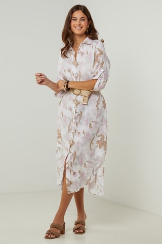 100% Linnen Jurk - Wit - Wit