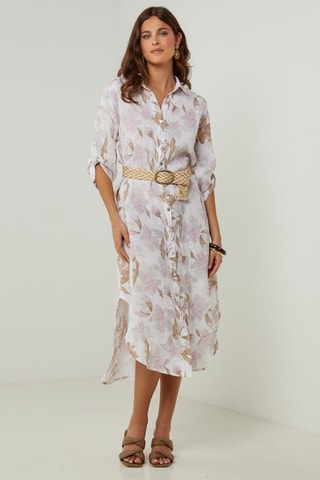 100% Linnen Jurk - Wit - Wit