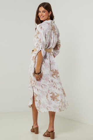 100% Linnen Jurk - Wit - Wit