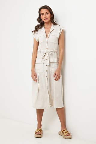 Linnen Blouse-jurk - Beige - 100% linnen - Beige