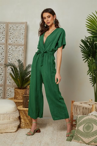 Linnen Jumpsuit - Groen - Groen