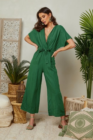 Linnen Jumpsuit - Groen - Groen