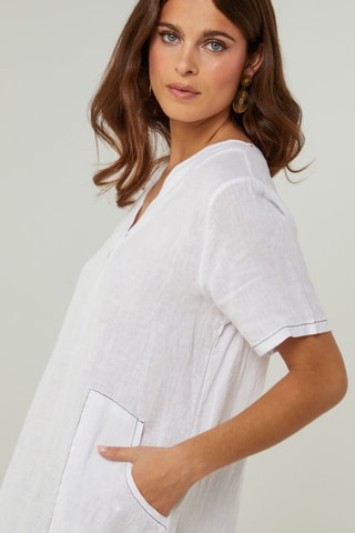 100% Linnen Jurk - Wit - Wit