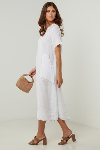 100% Linnen Jurk - Wit - Wit