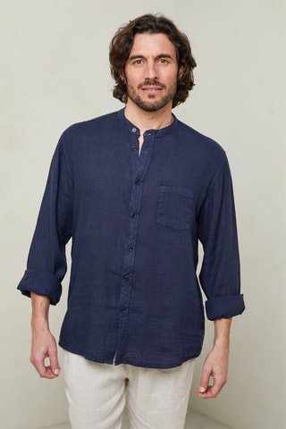 Overhemd - Lichtgrijs - Marineblauw